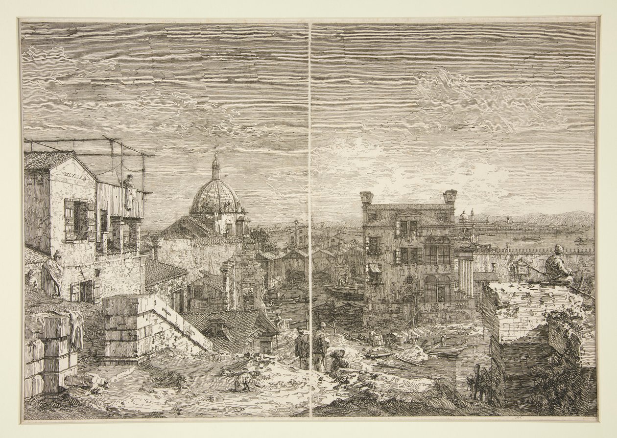 Dům s nápisem [a] Dům s perstylem, ze série Vedute (Pohledy) od Canaletto (Giovanni Antonio Canal)