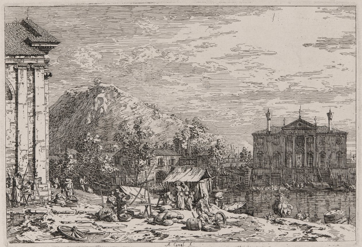 Trh v Dolo, ze série Vedute (Views) od Canaletto (Giovanni Antonio Canal)