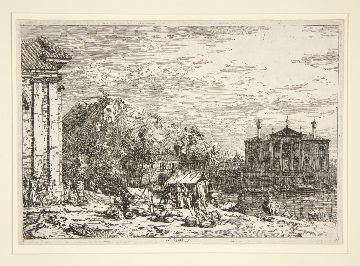 Trh v Dolo, ze série Vedute (Views) od Canaletto (Giovanni Antonio Canal)