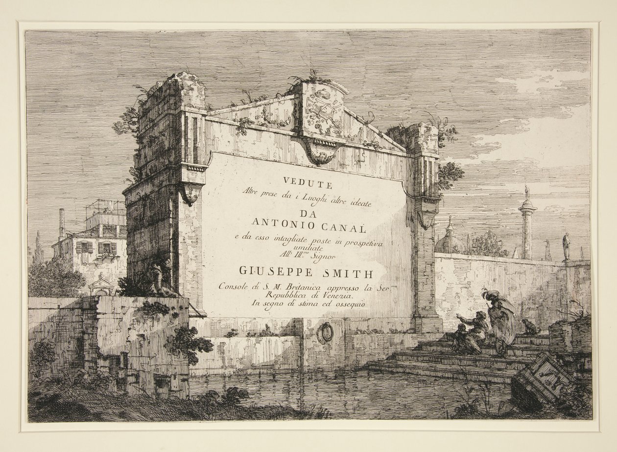 Titulní štítek, ze série Vedute (Views) od Canaletto (Giovanni Antonio Canal)