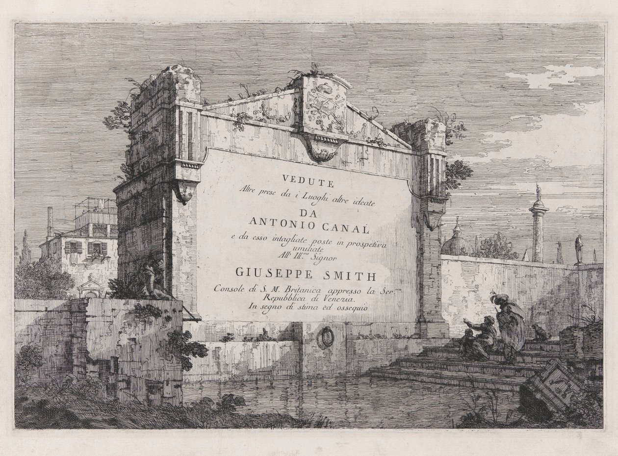 Titulní štítek, ze série Vedute (Views) od Canaletto (Giovanni Antonio Canal)
