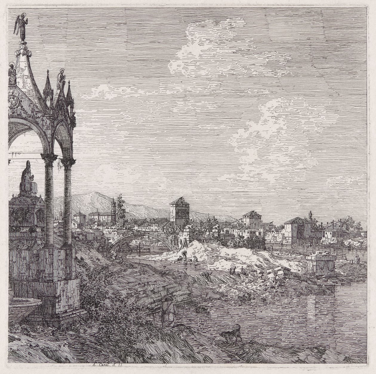 Pohled na město s biskupem od Canaletto (Giovanni Antonio Canal)