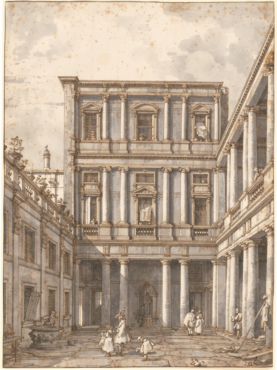 Benátský dvůr, v Procuratie Nuove od Canaletto