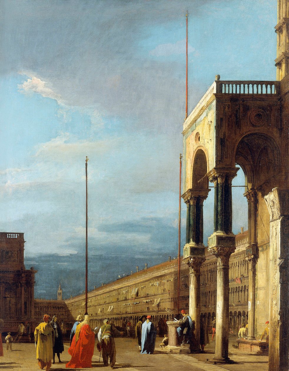 Canaletto - Piazza při pohledu na severozápad s chrámem San Marco kolem roku 1723-24 od Canaletto