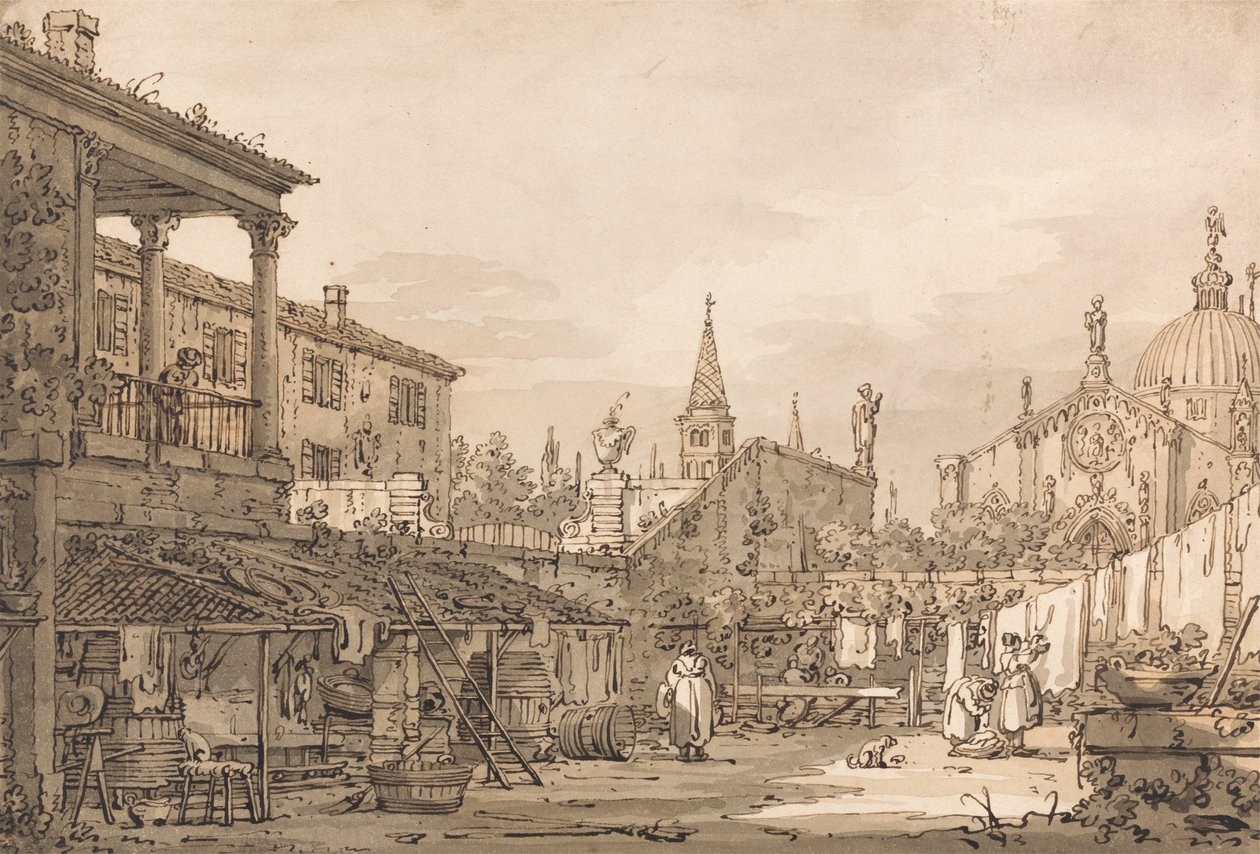 Capriccio z benátského nádvoří od Canaletto