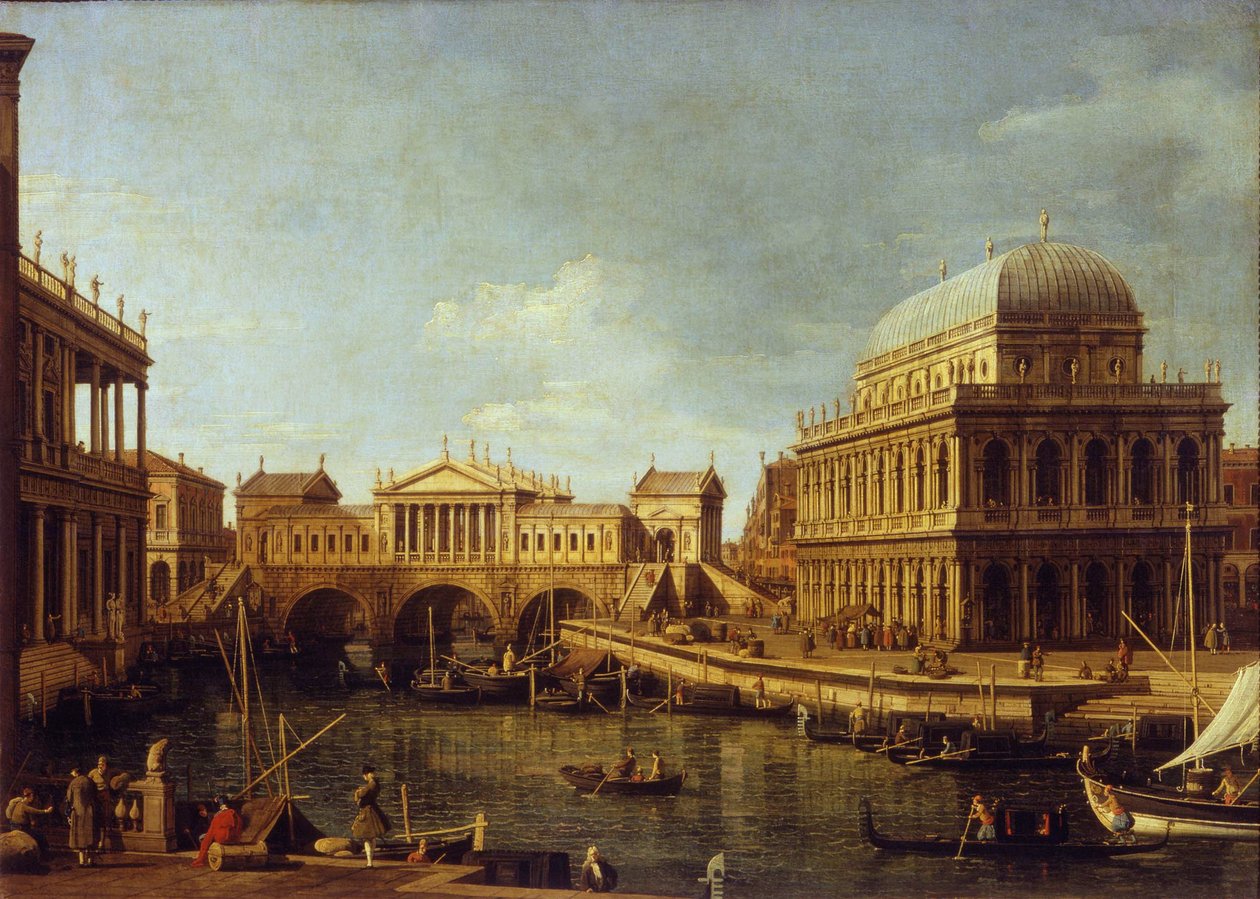 Capriccio s architekturou Palladian, 1757-1759 od Canaletto