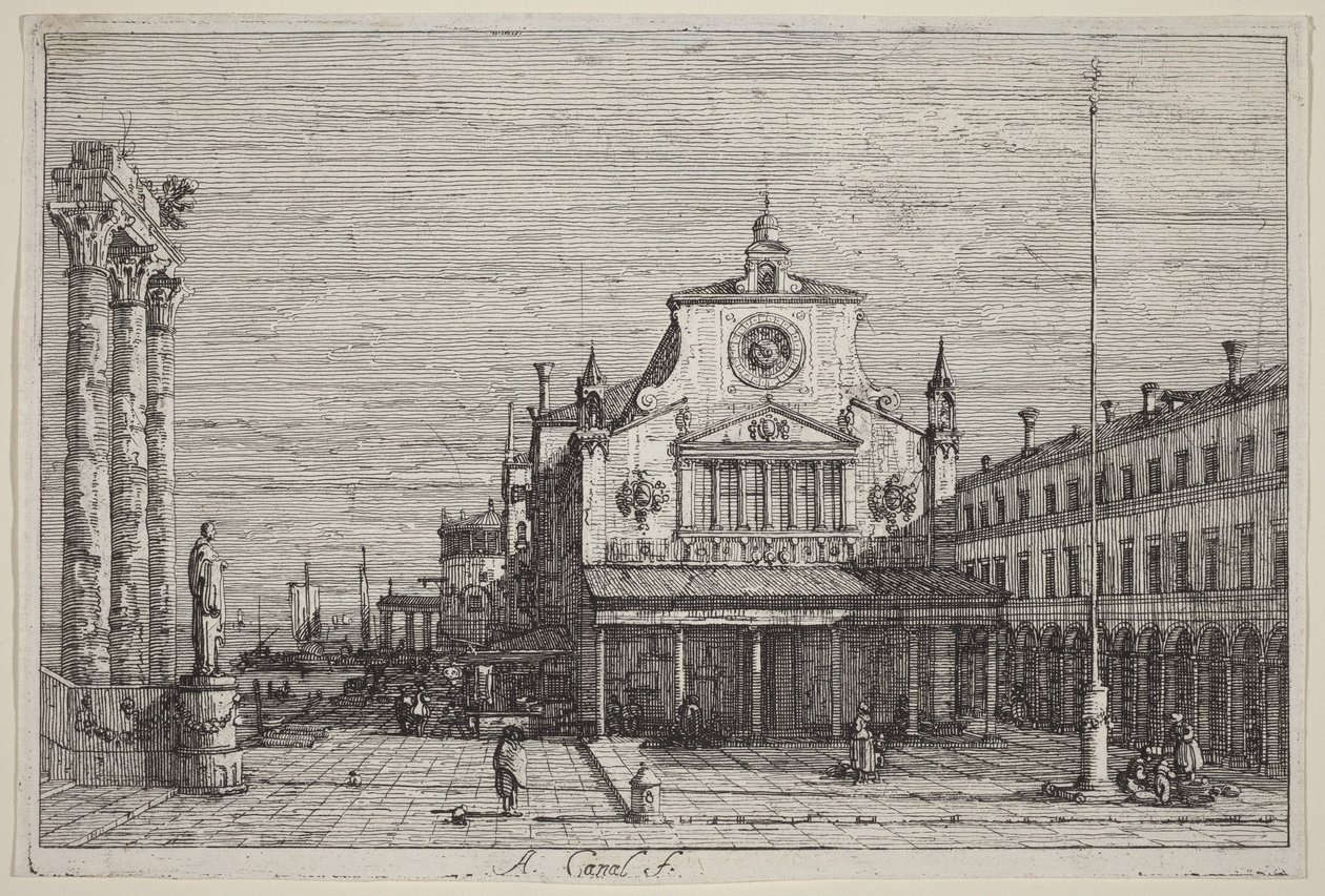 Imaginární pohled na kostel S. Giacomo di Rialto od Canaletto
