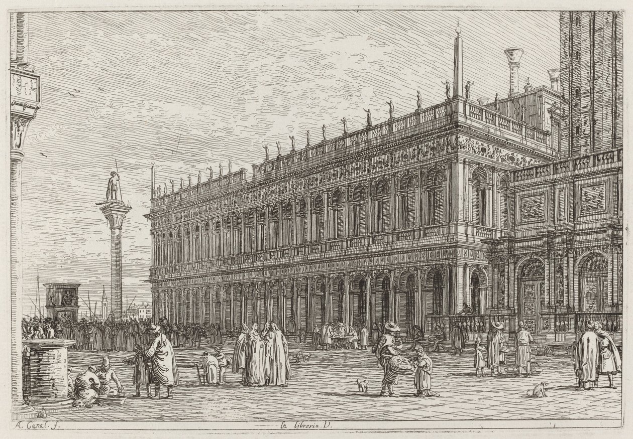 La libreria. V. [vlevo nahoře], v roce 1742 nebo dříve. od Canaletto