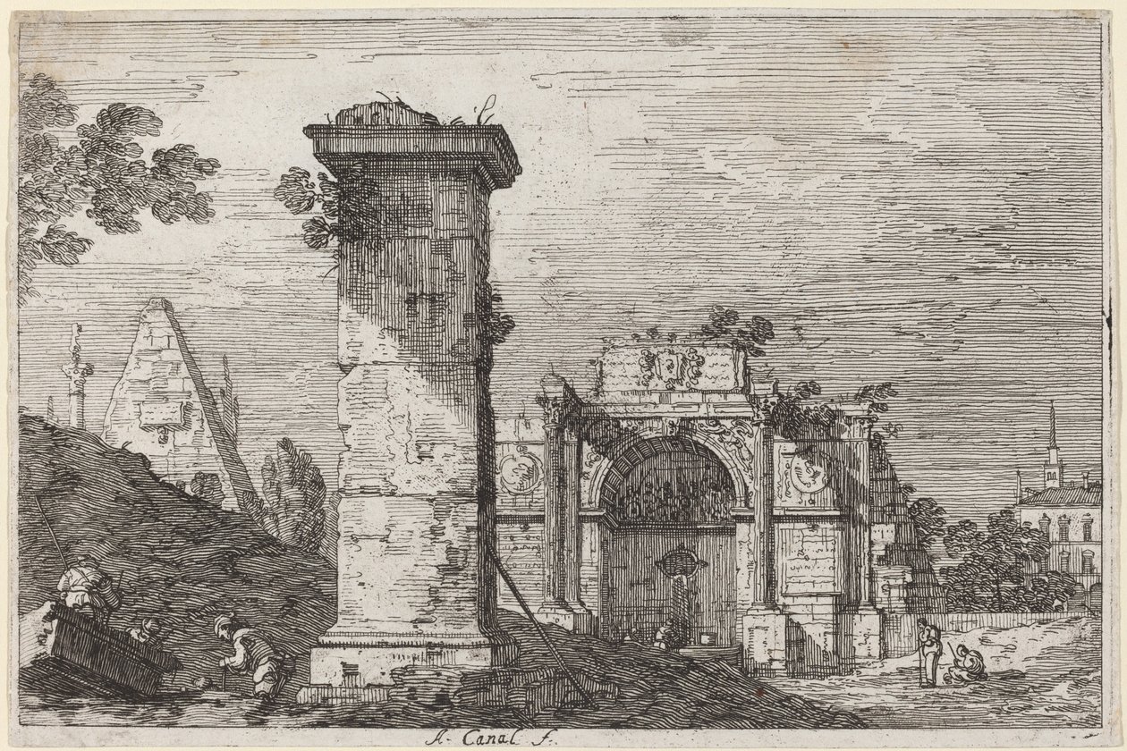 Krajina se zničenými památkami od Canaletto