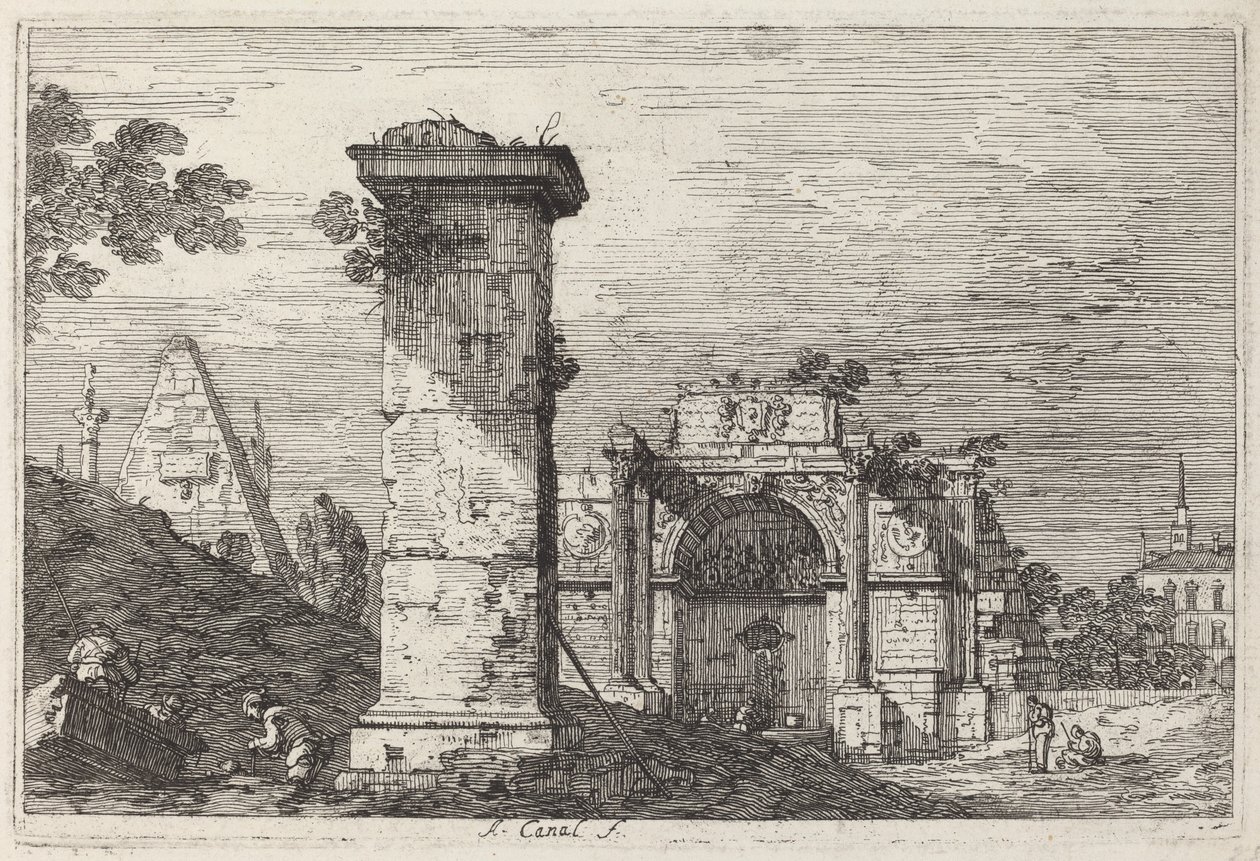 Krajina se zničenými památkami od Canaletto