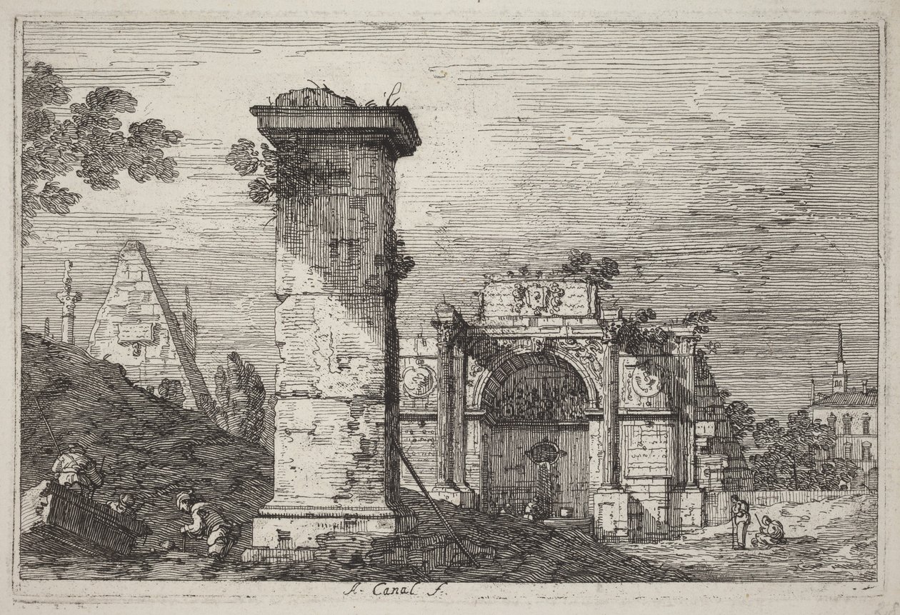 Krajina se zříceninami památek od Canaletto