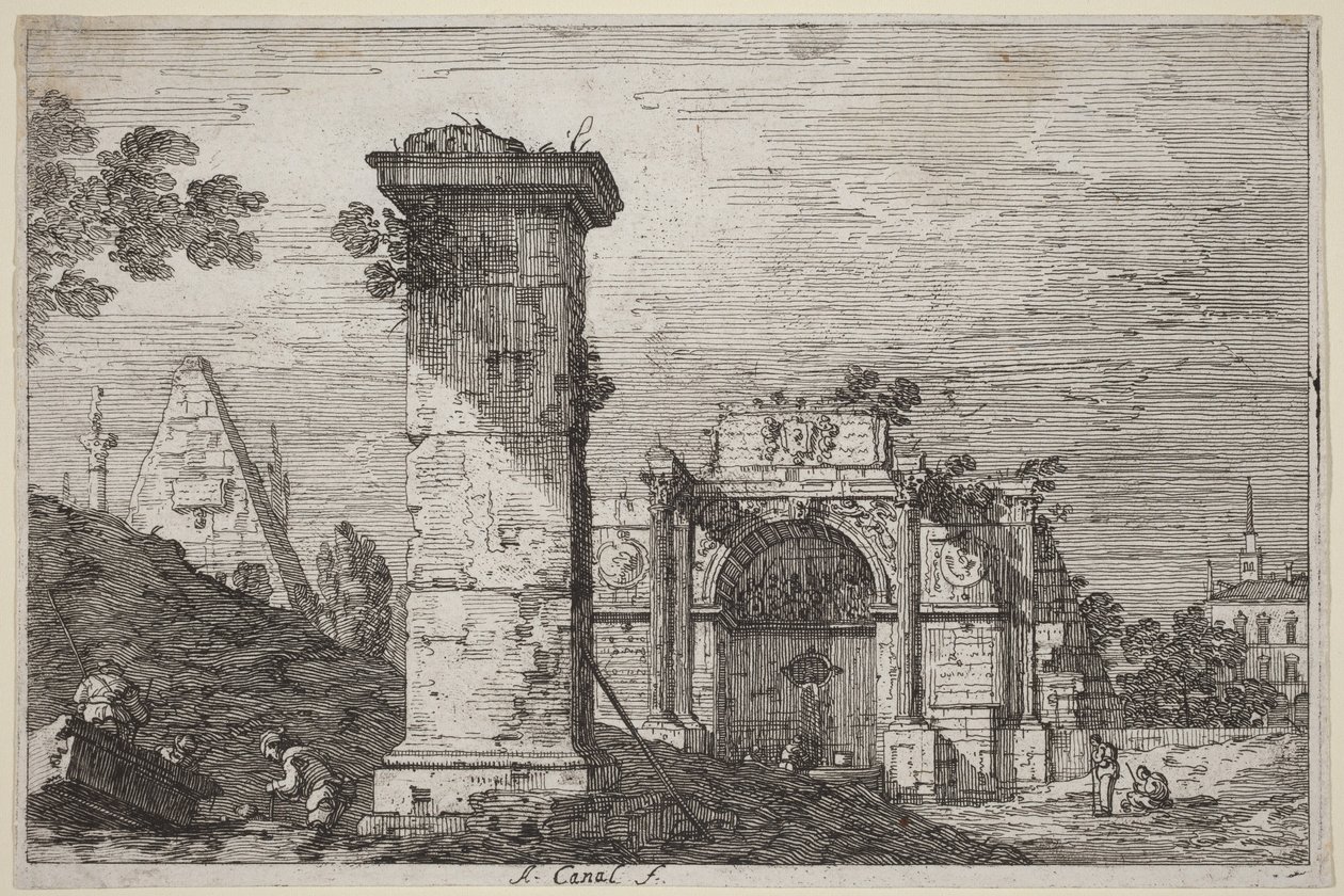 Krajina s ruinami památek od Canaletto