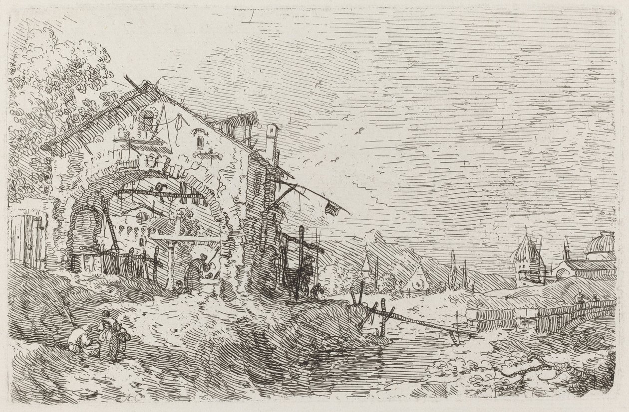 Krajina se ženou u studny [vlevo dole], c. 17351746. od Canaletto
