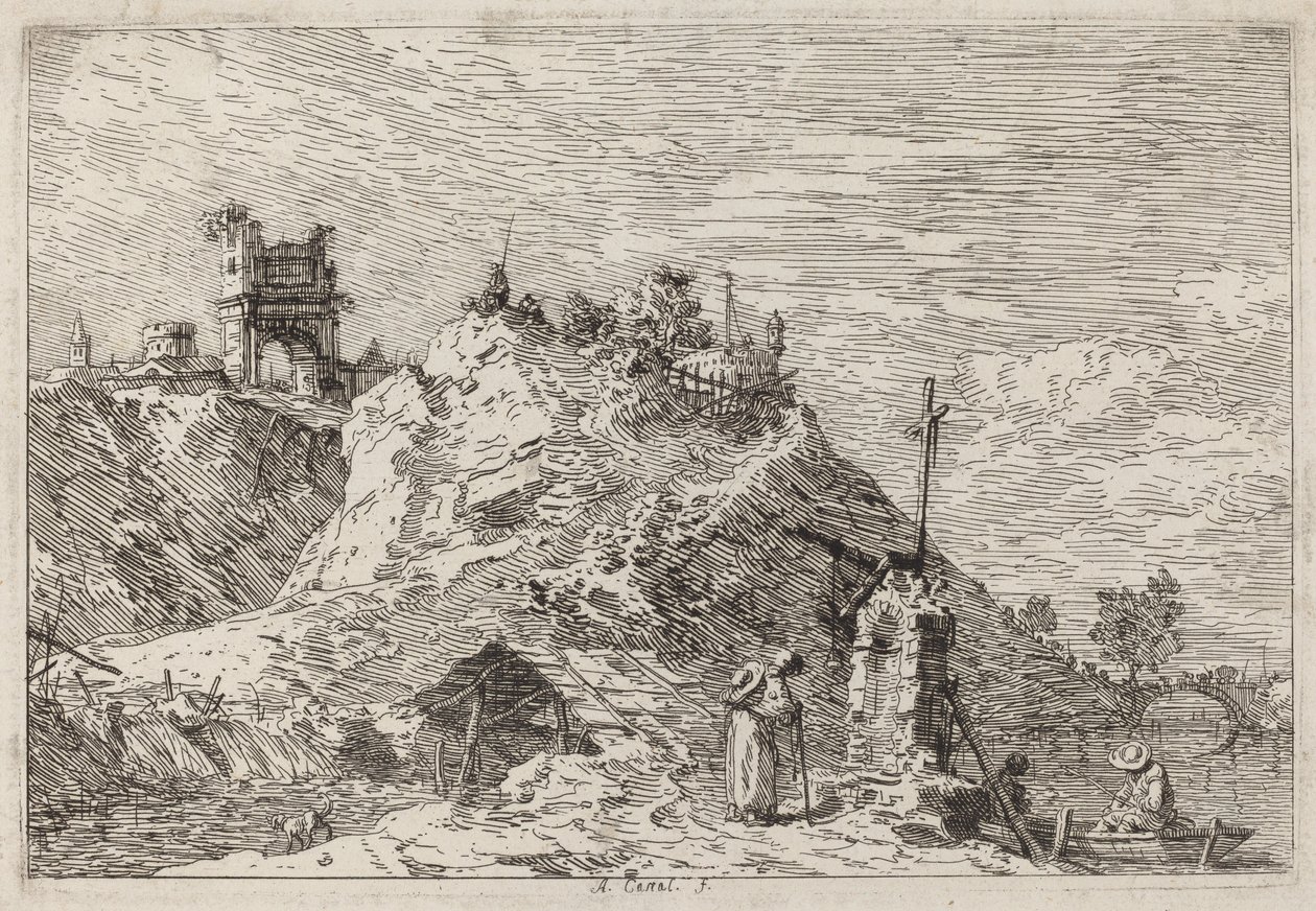 Krajina s poutníkem na modlitbě od Canaletto