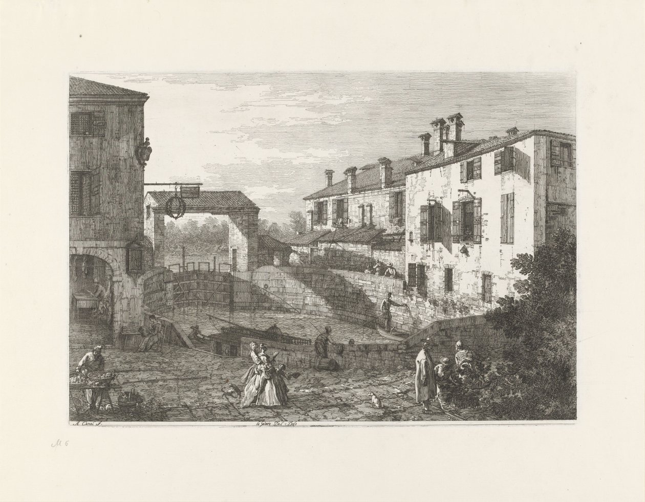 Le porte del Dolo (název na objektu) Obličeje na existujících a vynalezených místech (název série) Vedute altre prese da i Luoghi altre ideate da Antonio Canal (název série) od Canaletto