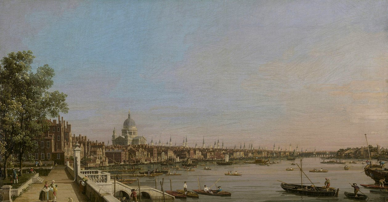 Londýn a Temže z terasy Somerset House směrem ke katedrále svatého Pavla od Canaletto