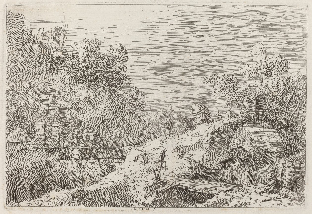 Horská krajina s pěti mosty od Canaletto