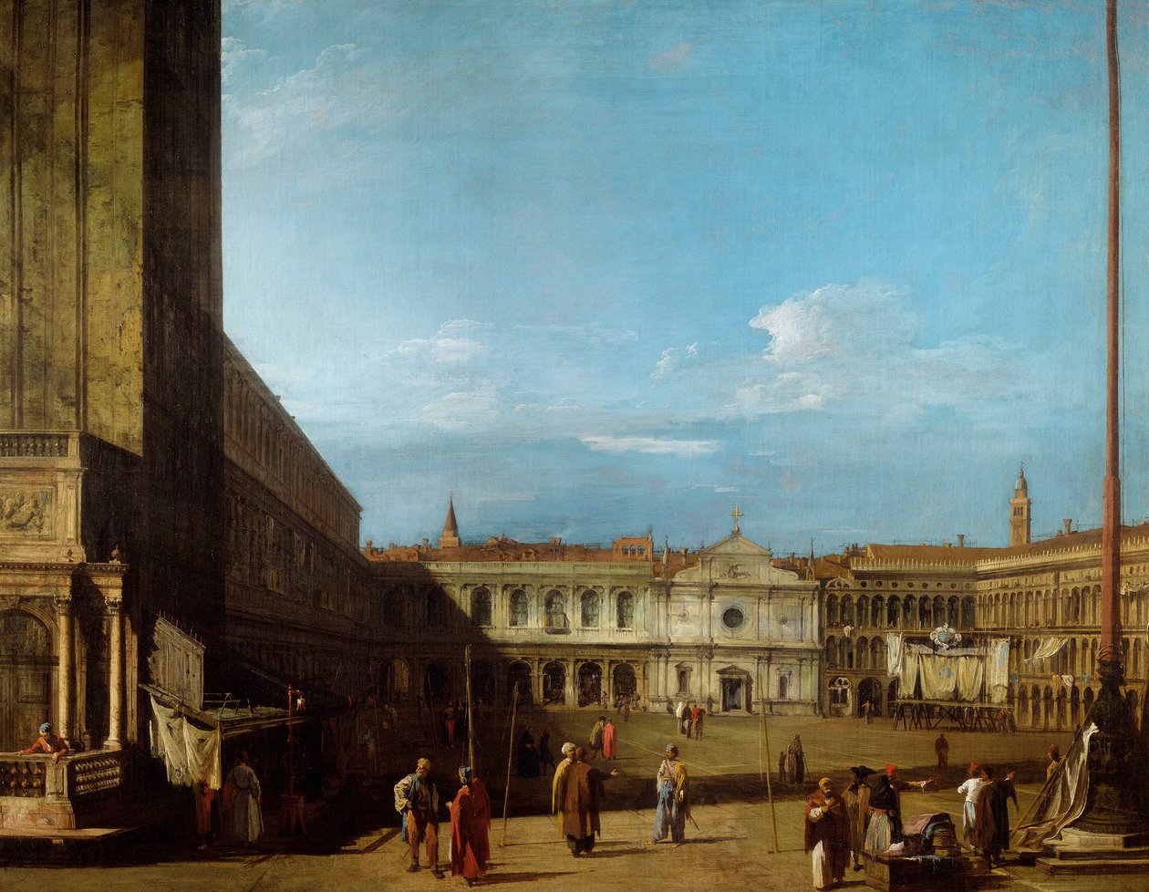 Piazza San Marco při pohledu na západ směrem k San Geminiano od Canaletto