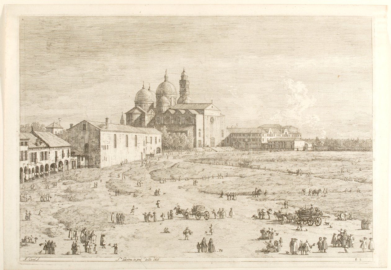 S. Giustina v Prà della Valle, ze série "Pohledy" od Canaletto