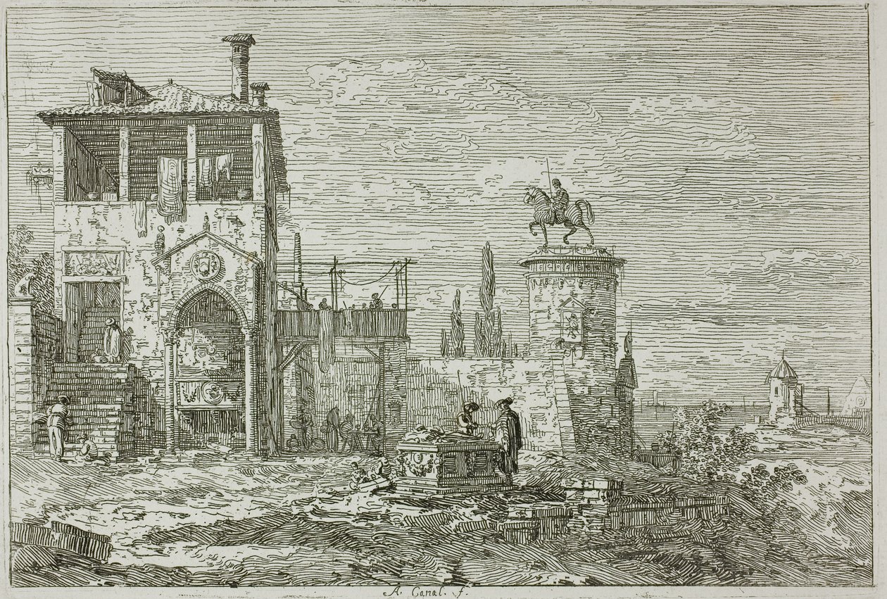 Jezdecký památník, z Vedute od Canaletto