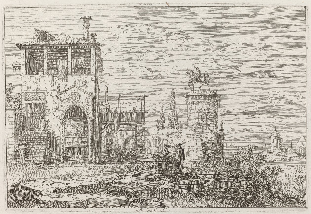 Jezdecký památník [vpravo nahoře], c. 17351746. od Canaletto