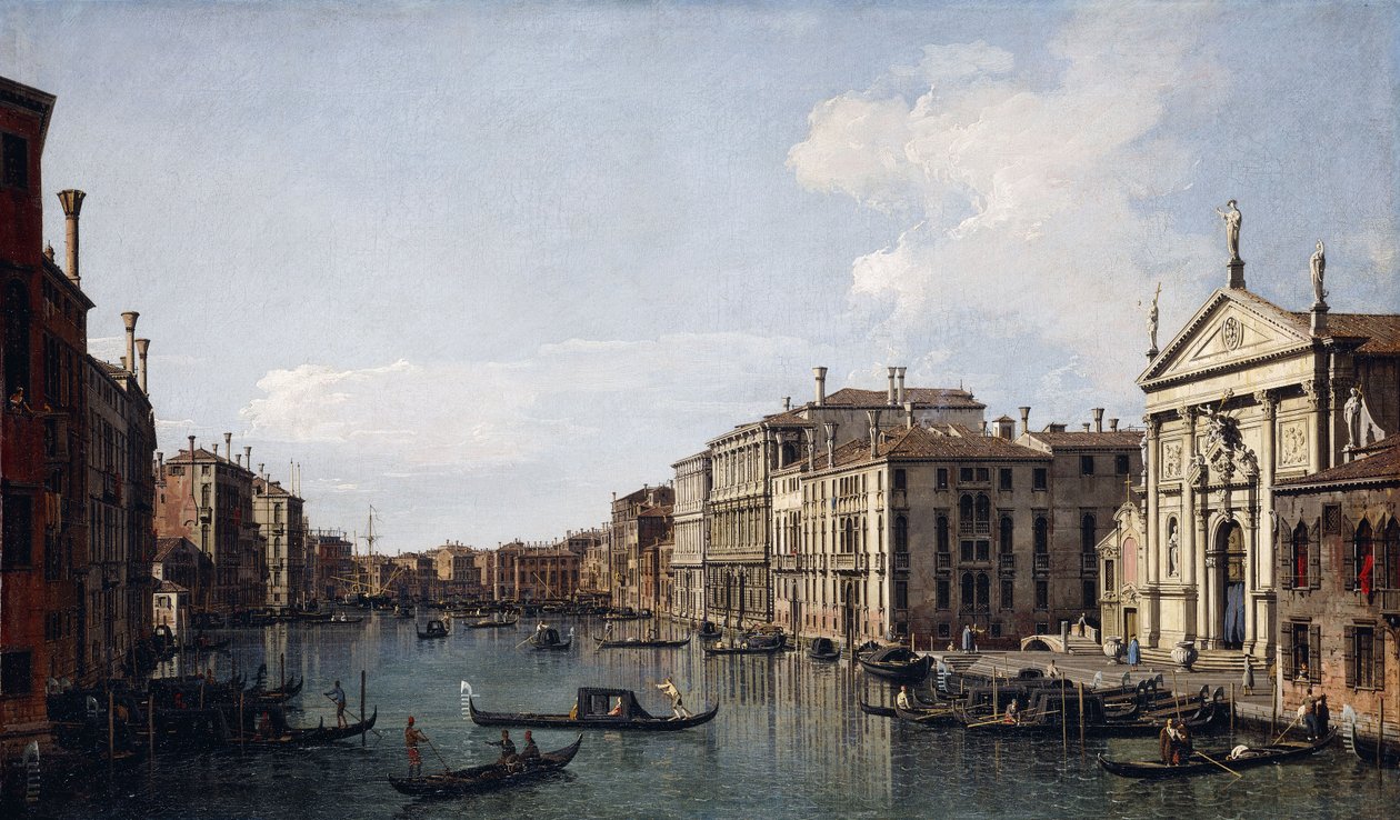 Canal Grande, Benátky, při pohledu na jihovýchod od San Stae k Fabbriche Nuove di Rialto, od Giovanni Antonio Canal