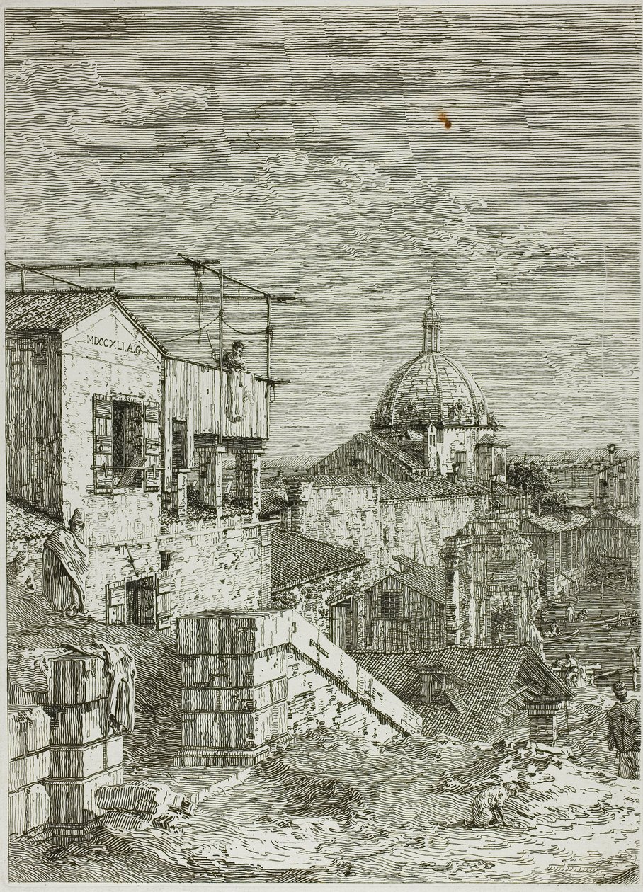 Dům s nápisem a Dům s peristylem, z Vedute od Canaletto