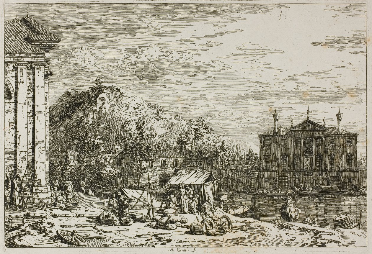 Trh v Dolo, z Vedute od Canaletto