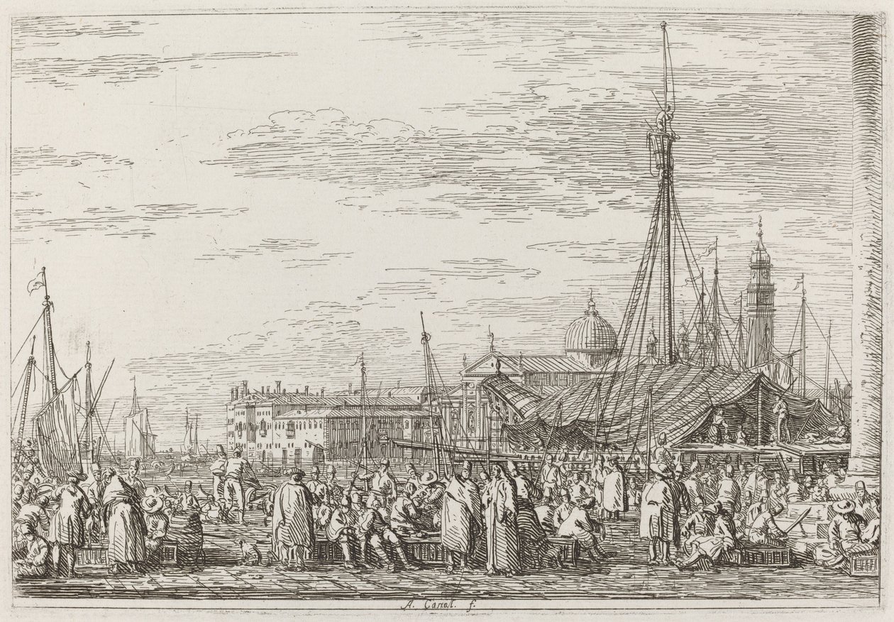Trh na Molo [vlevo nahoře] od Canaletto