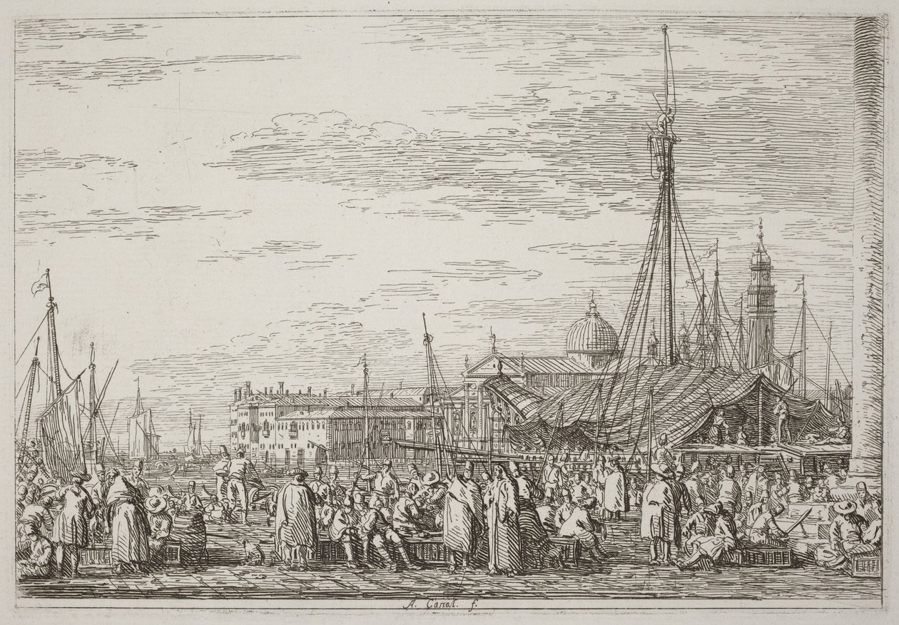 Trh na Molou [vlevo nahoře] od Canaletto