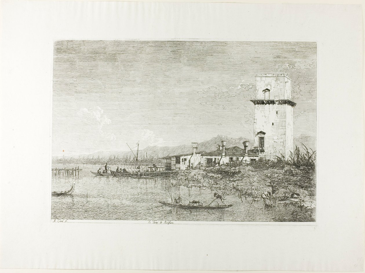 Věž Malghera, z Vedute od Canaletto