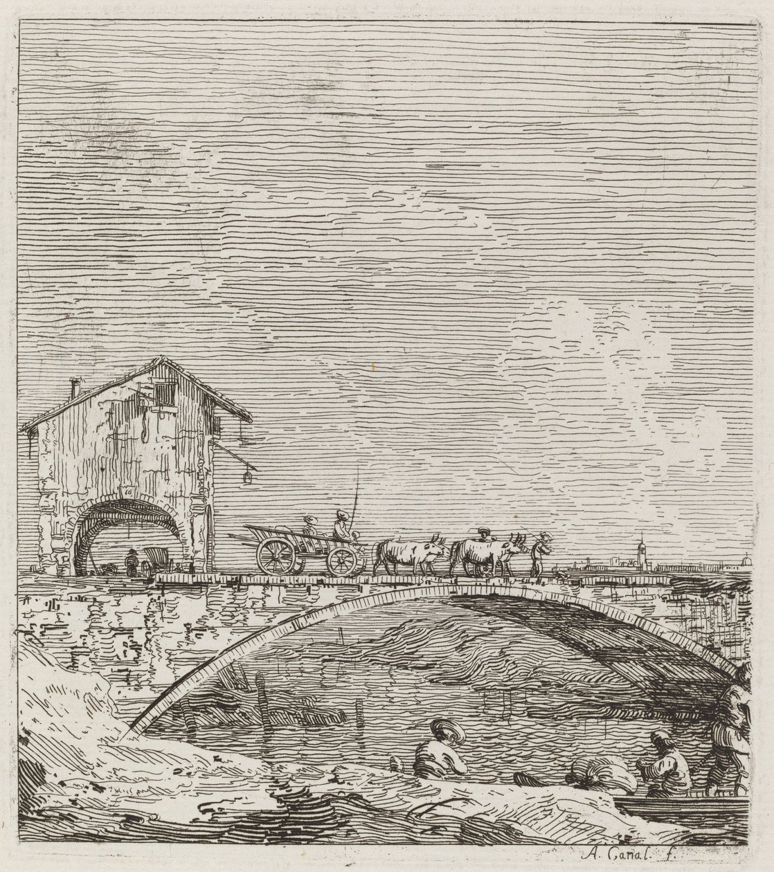 Vůz projíždějící přes most, c. 17351746. od Canaletto