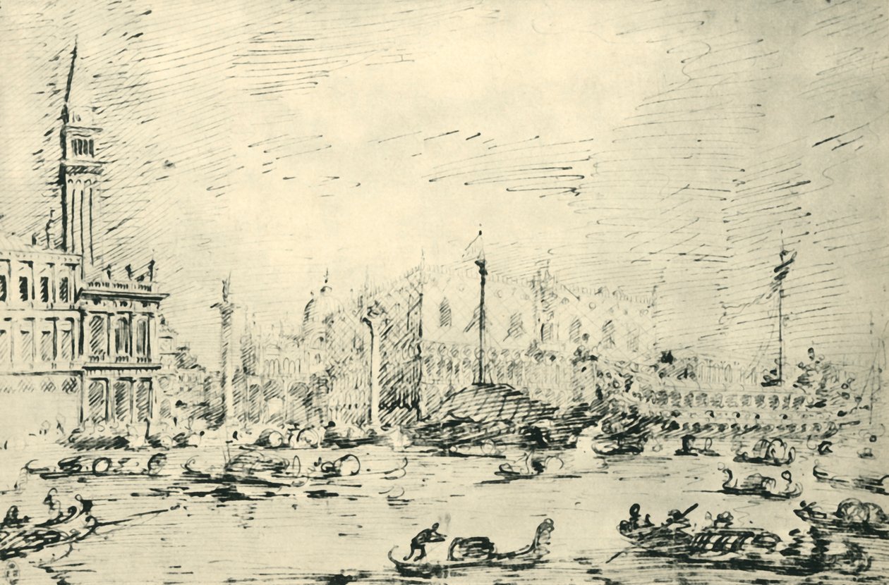 Benátky: Bacino di San Marco v Den Nanebevstoupení Páně 1729, 1943. od Giovanni Antonio Canal