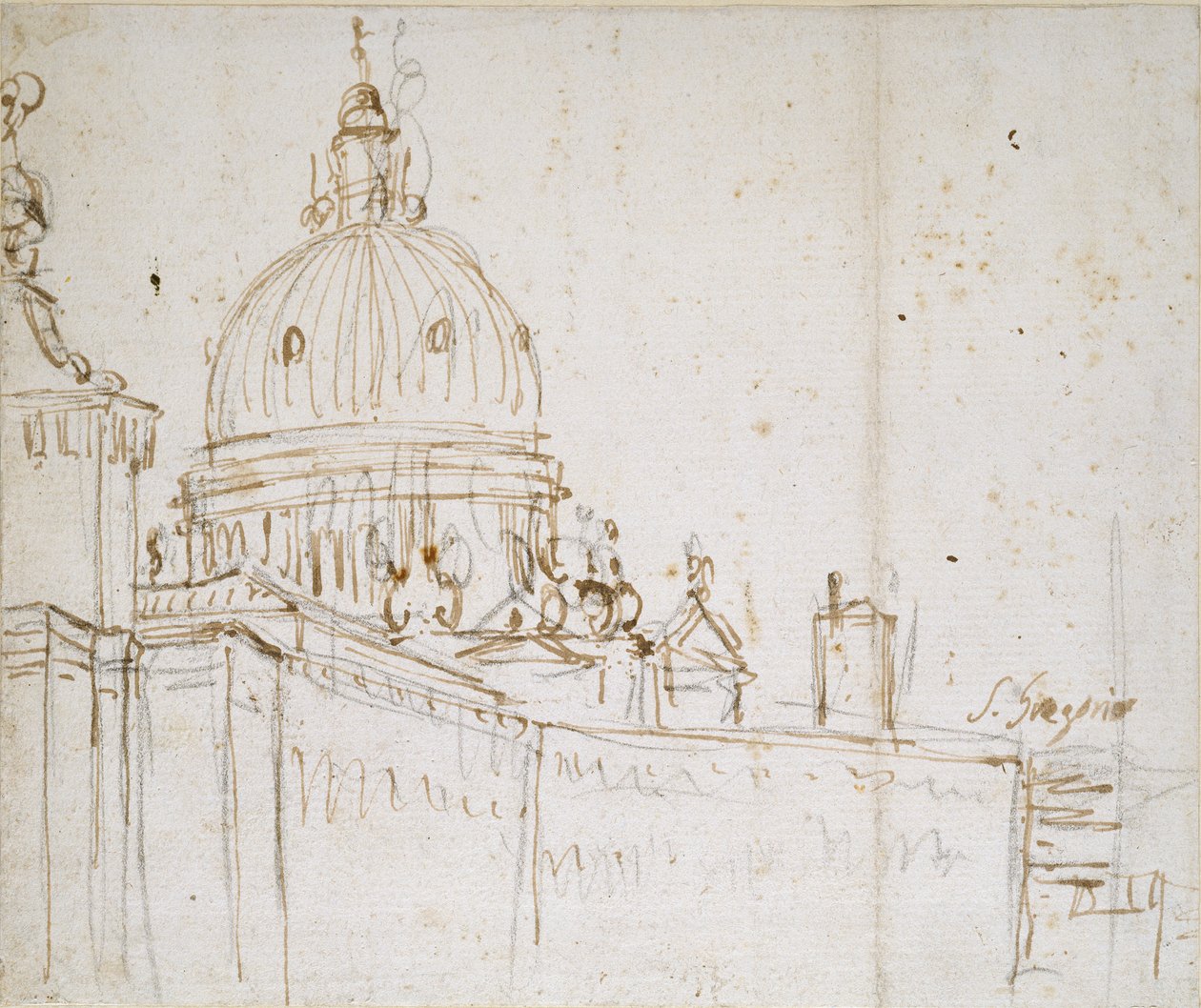 Benátky: Dogana di Mare a S. Maria della Salute, polovina 18. století od Canaletto