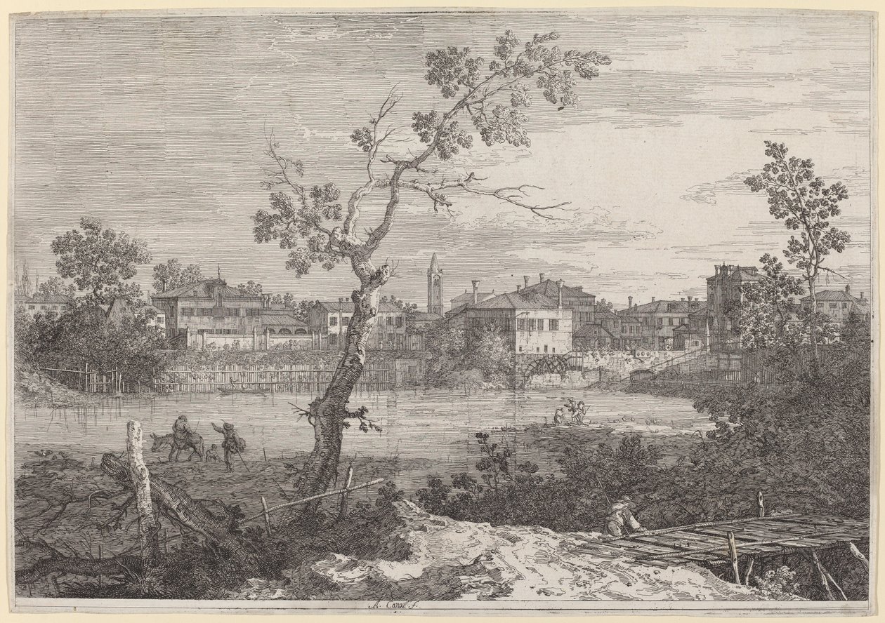 Pohled na město na břehu řeky, c. 17351746. od Canaletto