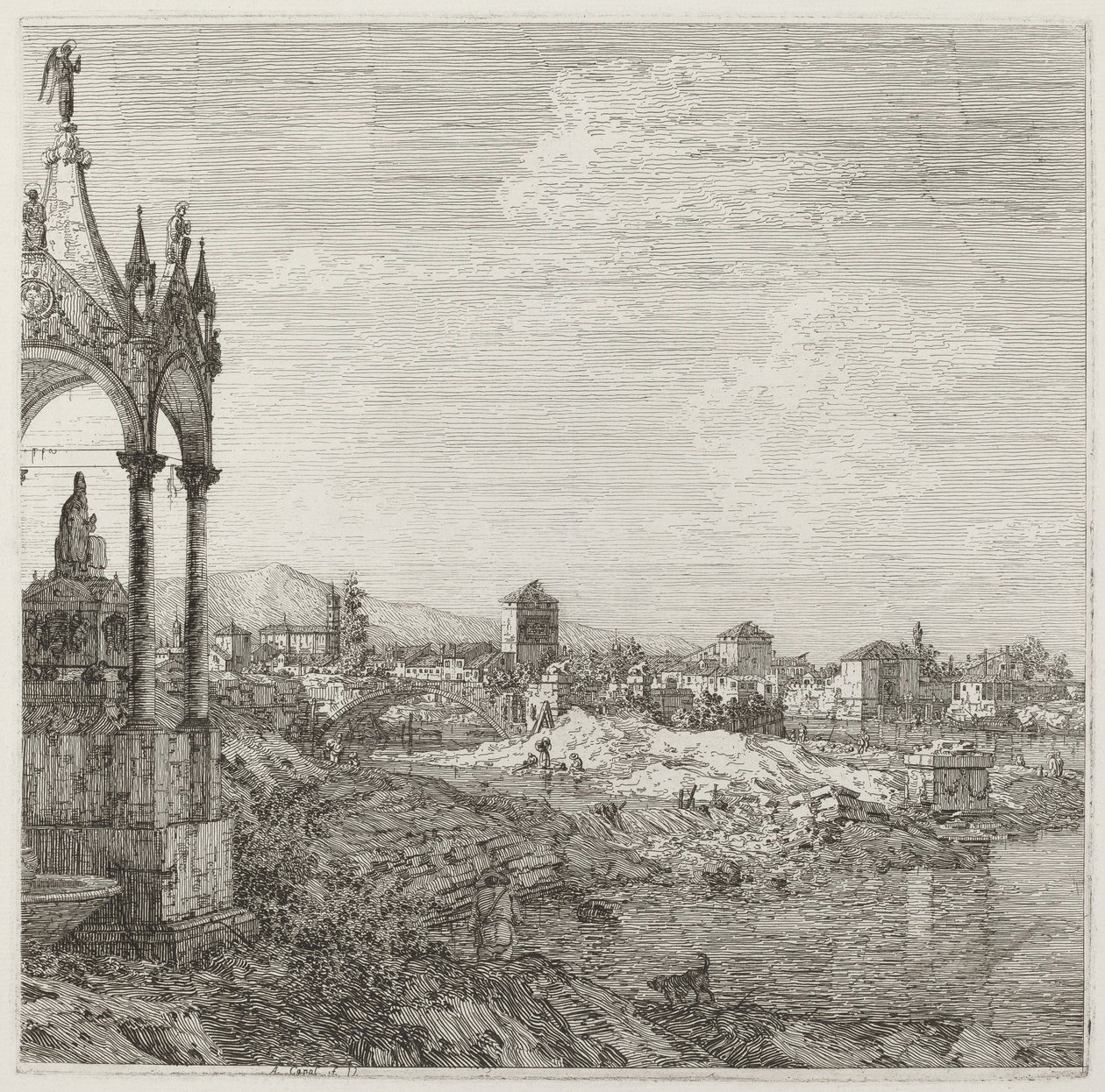 Pohled na město s biskupskou hrobkou od Canaletto