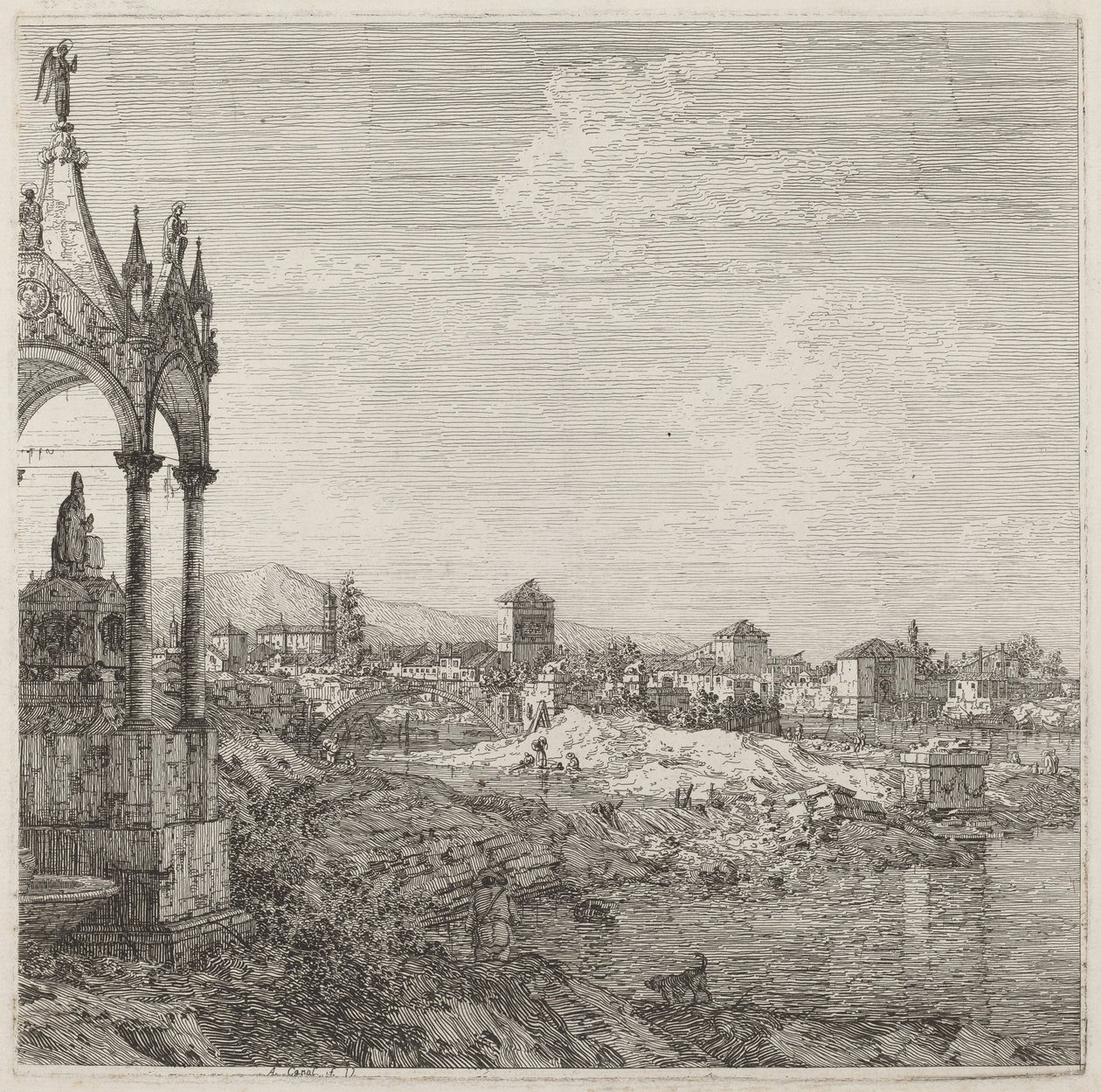 Pohled na město s biskupskou hrobkou od Canaletto
