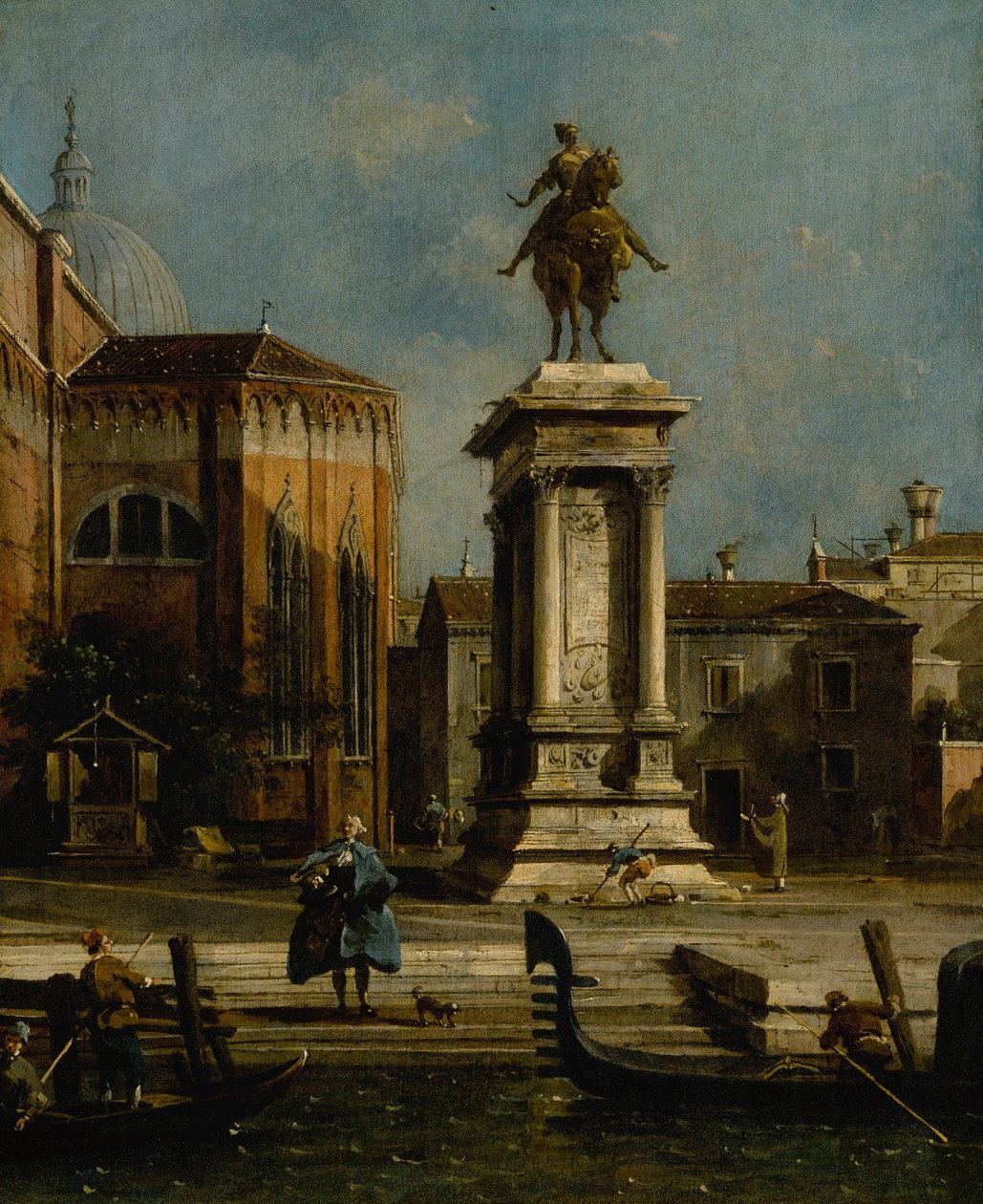 Pohled na jezdeckou sochu Bartolomea Colleoniho od Canaletto