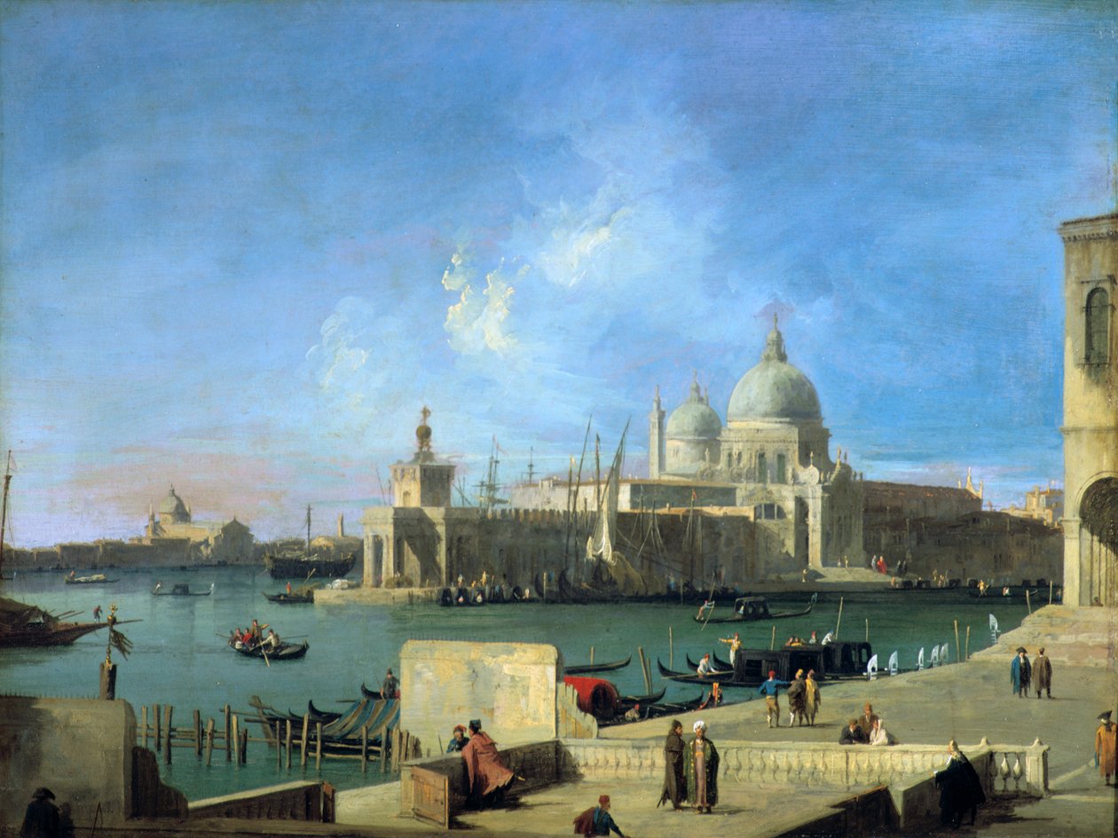 Pohled na Salute od vchodu do Canal Grande, Benátky, c1727-1728 od Giovanni Antonio Canal
