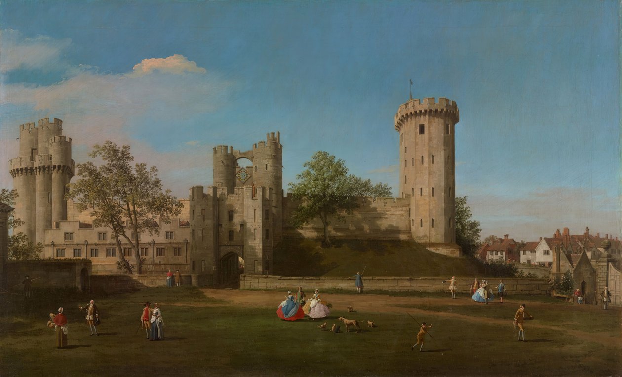 Hrad Warwick, východní fronta od vnějšího dvora, 1752. od Canaletto