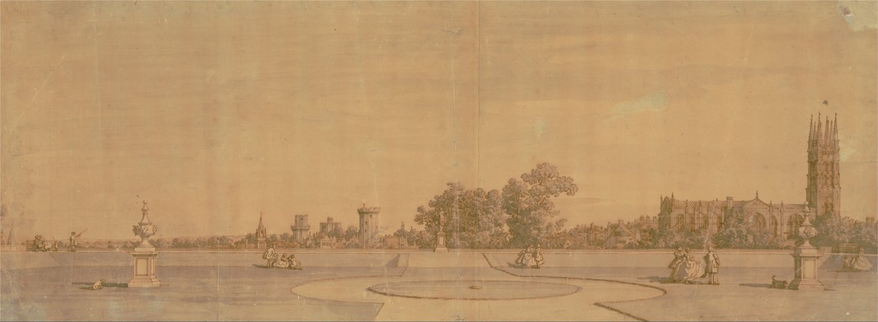 Warwick: Město a hrad ze zahrad převorství od Canaletto