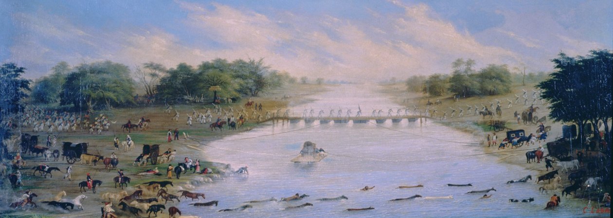 Překročení řeky Riachuelo, Buenos Aires, Argentina od Candido Lopez