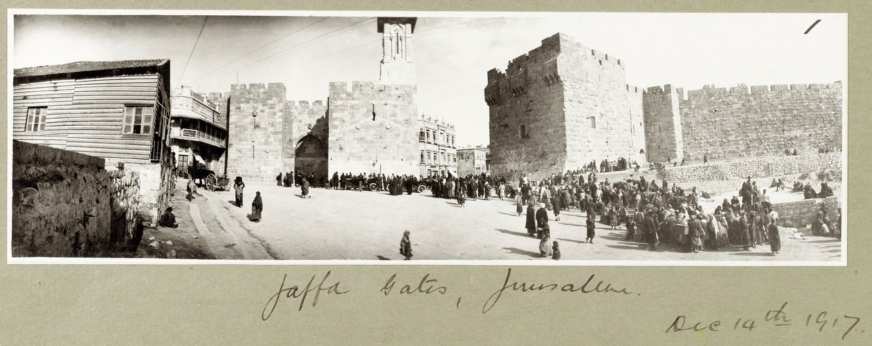 Jaffa Gates, Jeruzalém, 14. prosince 1917 od Capt. Arthur Rhodes