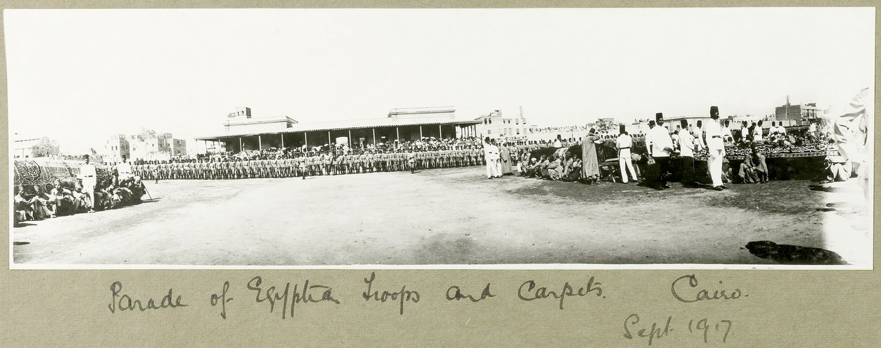 Přehlídka egyptských jednotek a koberců, Káhira, září 1917 od Capt. Arthur Rhodes