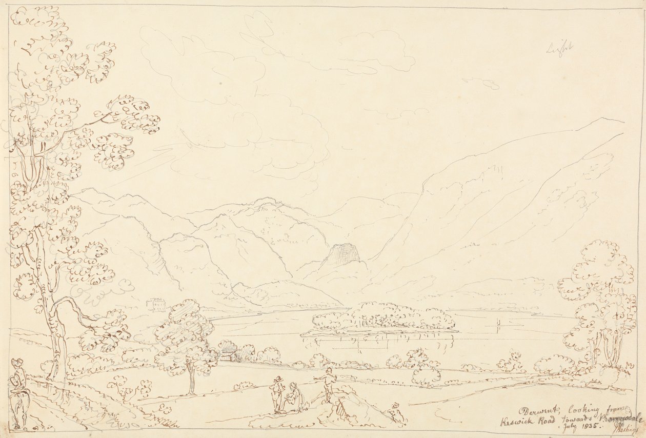 Derwent Looking směrem k Borrowdale, červenec 1835 od Capt. Thomas Hastings