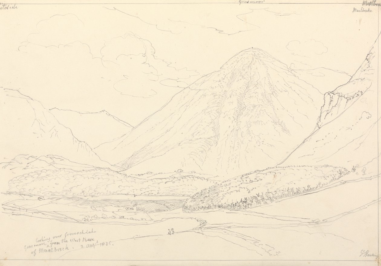 Grasmoor ze západní základny Mellbreak, 2. srpna 1835 od Capt. Thomas Hastings