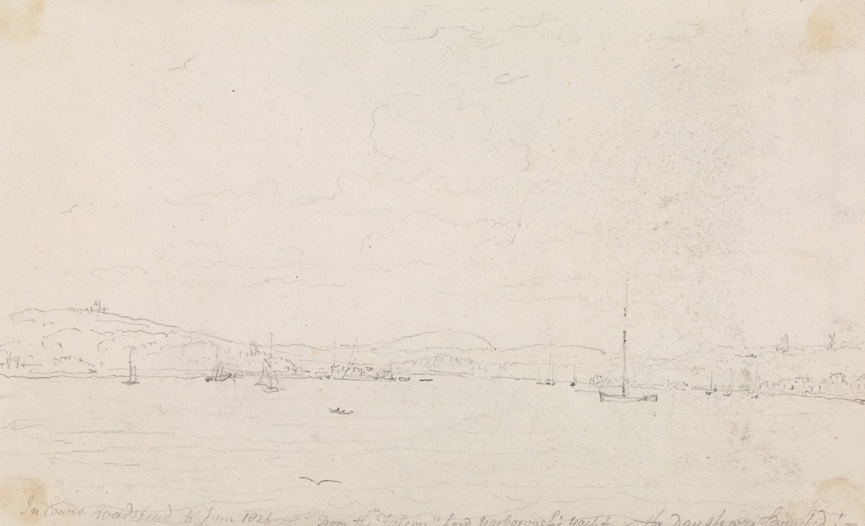V Cowes Roadstead, 6. června 1826, z „Falcon“, jachty lorda Yarborougha, v den, kdy byla spuštěna na vodu od Capt. Thomas Hastings