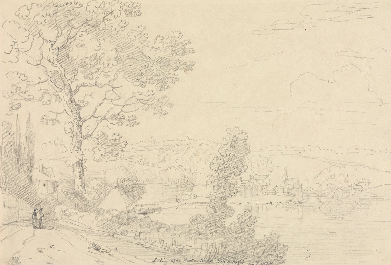 Pohled na Wootton Bridge, Isle of Wight, srpen 1828 od Capt. Thomas Hastings