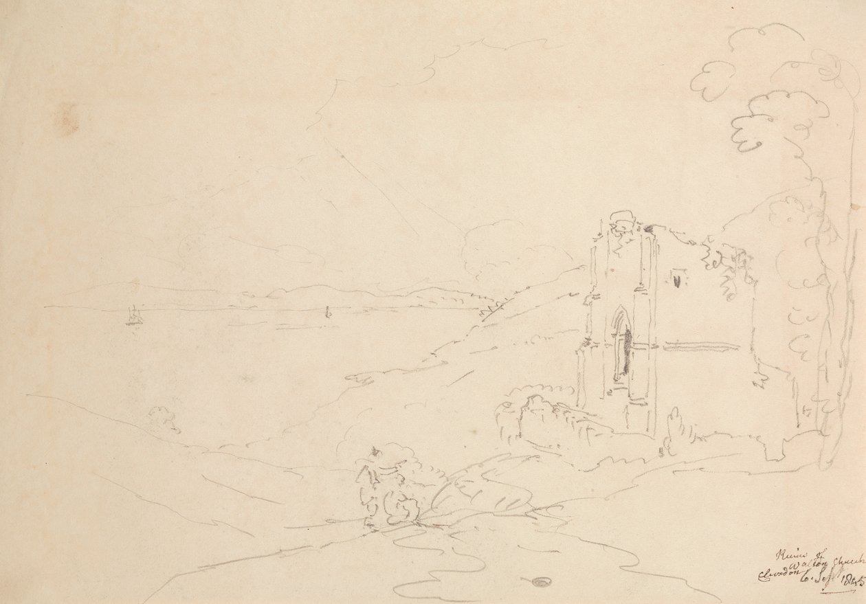 Ruiny Walton Church, Clevedon, 6. září 1845 od Capt. Thomas Hastings