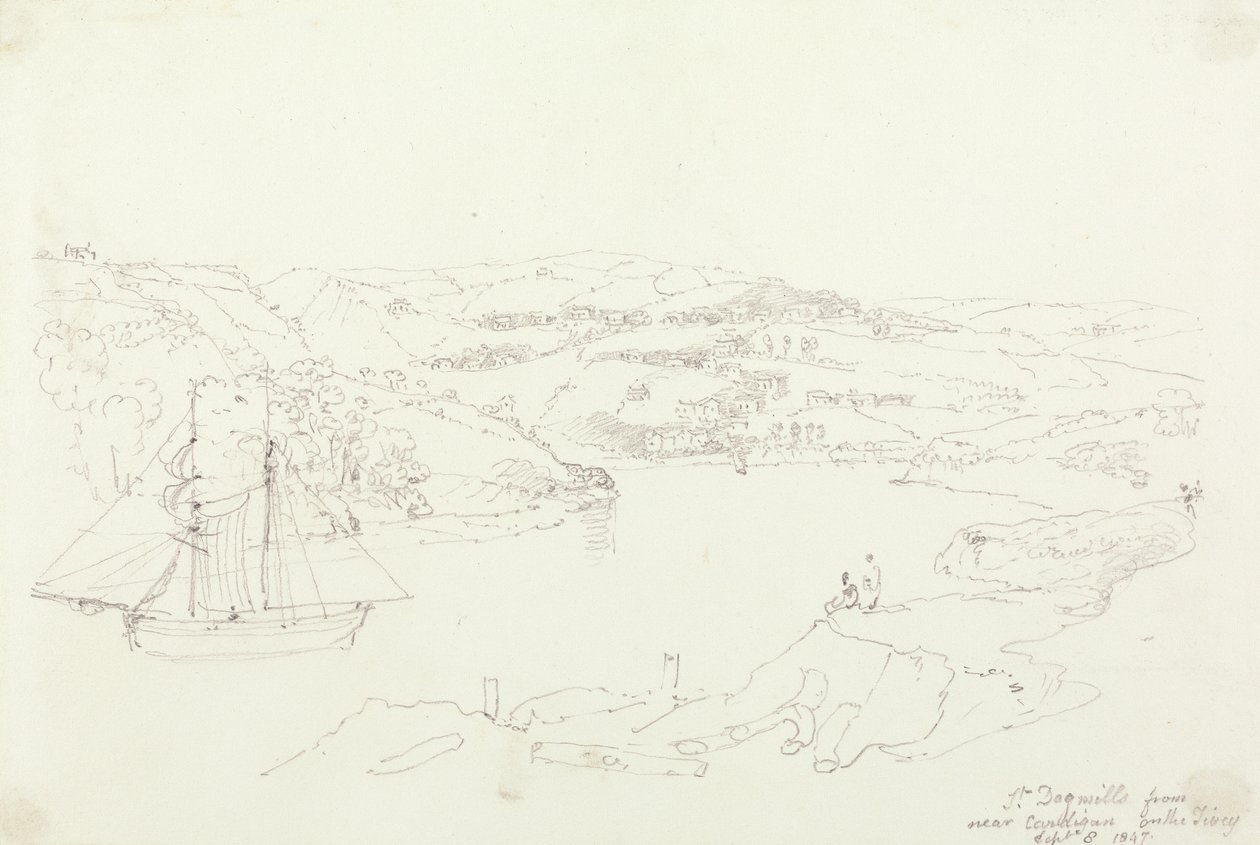 Saint Dogmaels z Cardiganu na Teifi, 8. září 1847 od Capt. Thomas Hastings